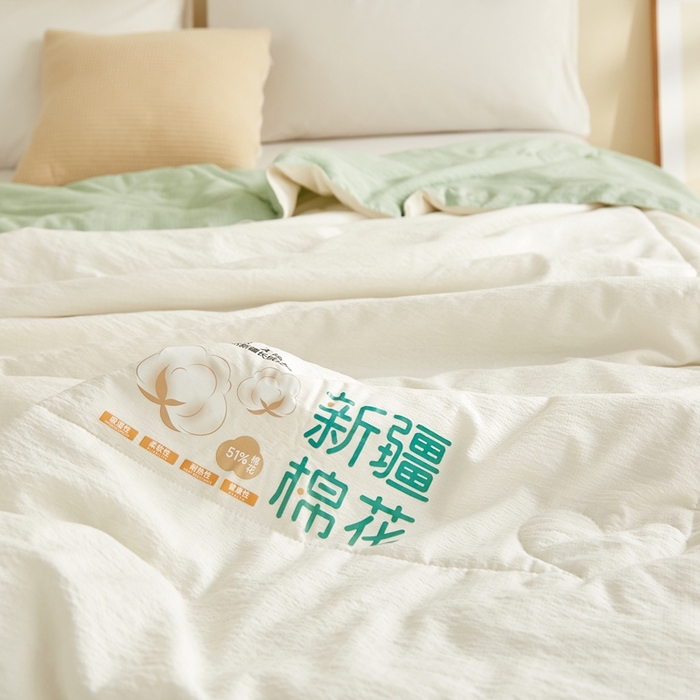91家纺网 家纺一手货源 找家纺 （总）小桃姐家纺 2026新款拼色无印风新疆棉花被春秋被夏被被子被芯