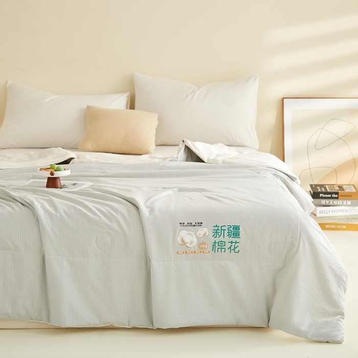 91家纺网 家纺一手货源 找家纺 小桃姐家纺 2026新款拼色无印风新疆棉花被春秋被夏被被子被芯 高级灰