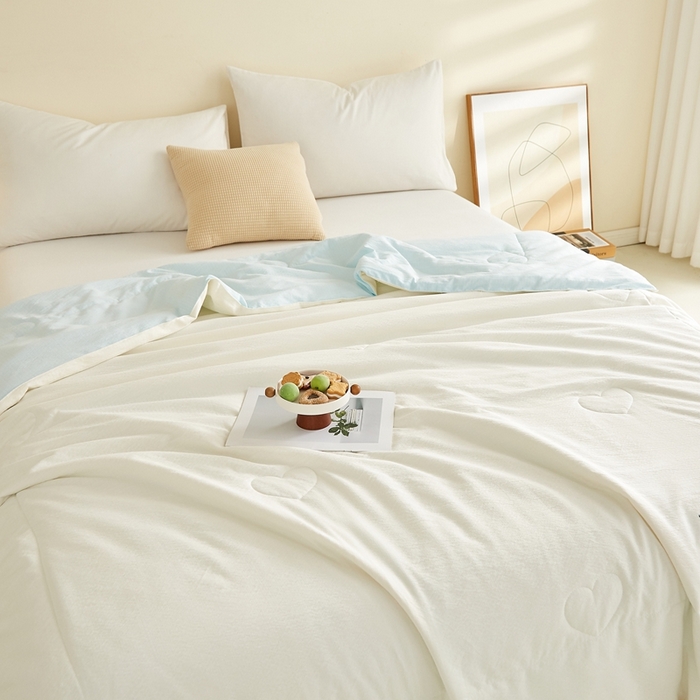 91家纺网 家纺一手货源 找家纺 小桃姐家纺 2026新款拼色无印风新疆棉花被春秋被夏被被子被芯 海盐蓝