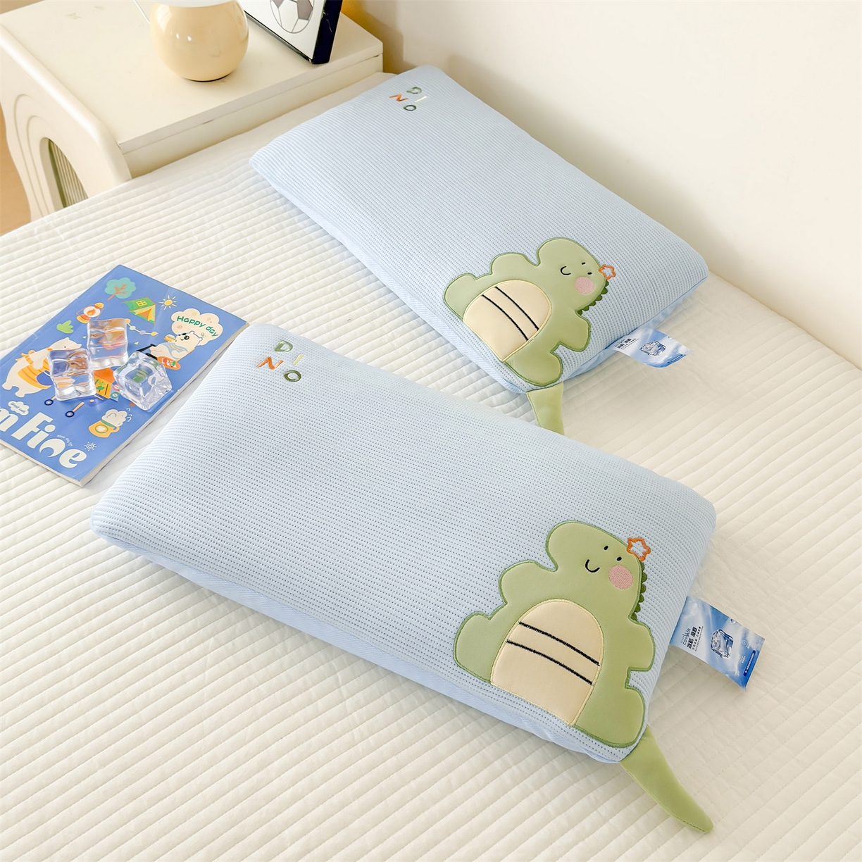 91家纺网 家纺一手货源 找家纺 麦肯锡 2026新款小恐龙儿童荞麦枕枕头枕芯 蓝色