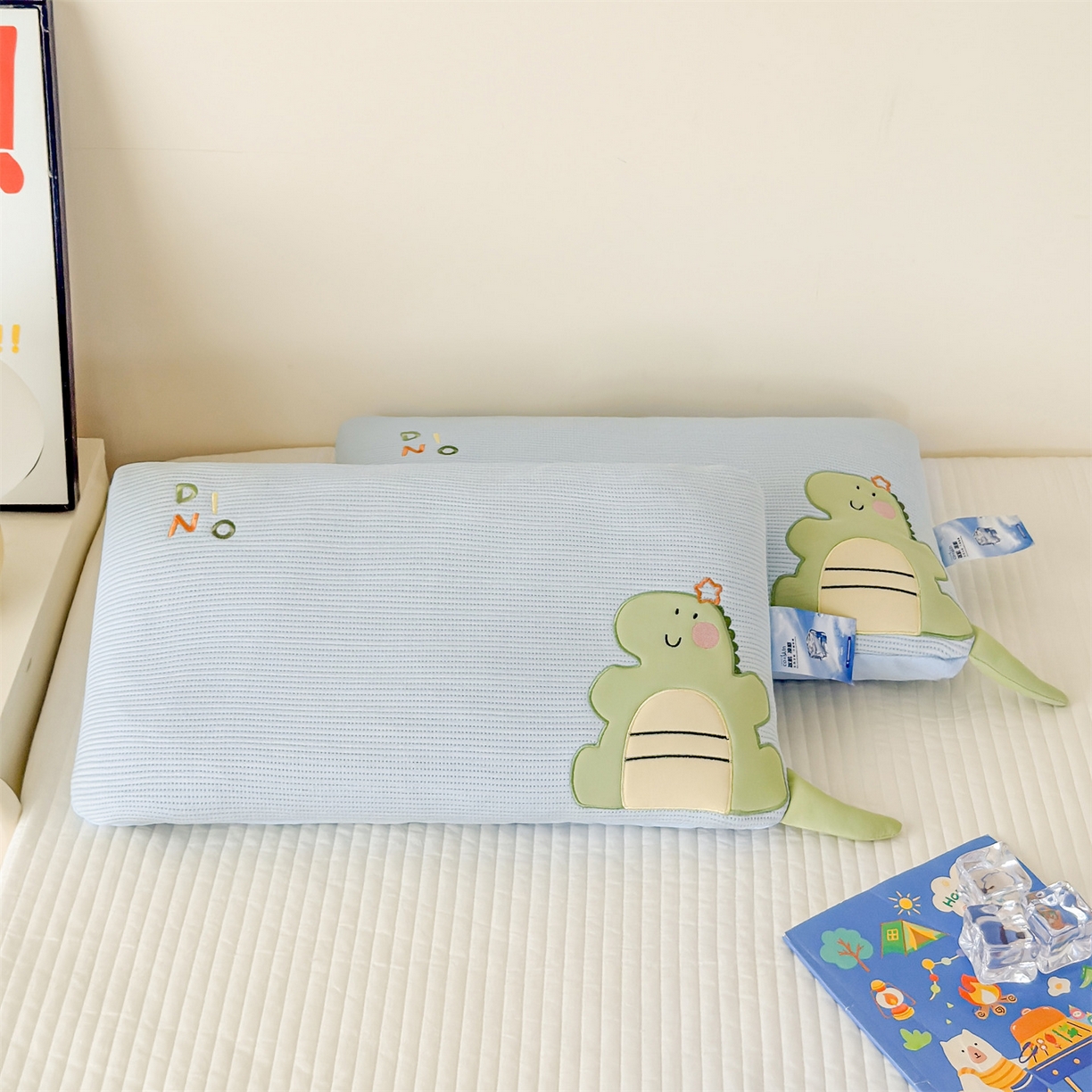 91家纺网 家纺一手货源 找家纺 麦肯锡 2026新款小恐龙儿童荞麦枕枕头枕芯 蓝色