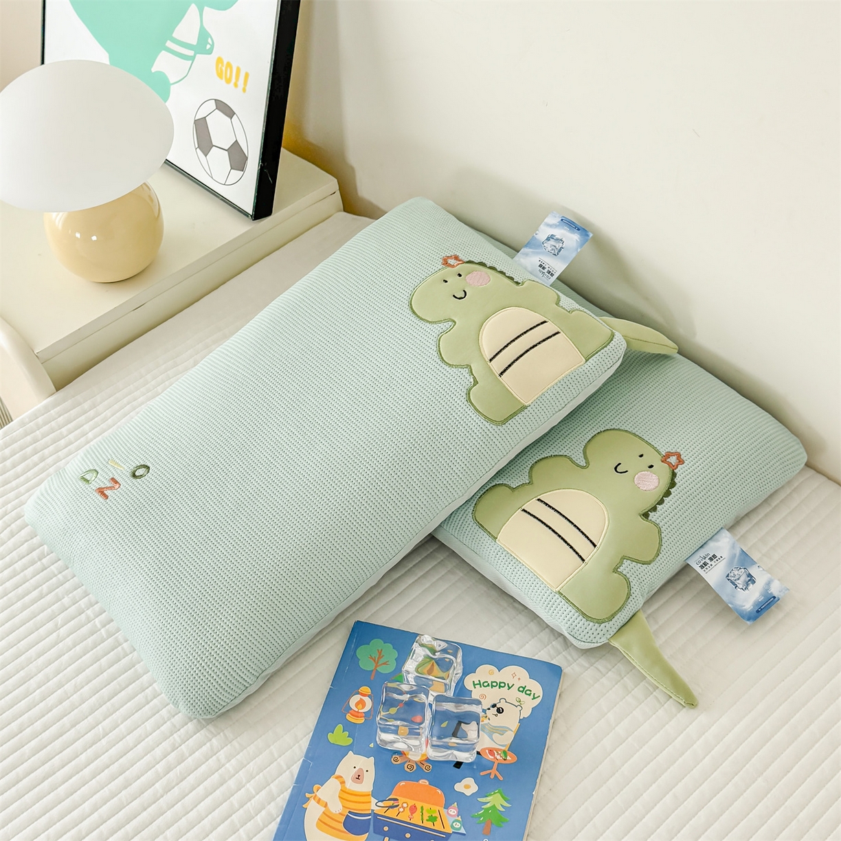 91家纺网 家纺一手货源 找家纺 麦肯锡 2026新款小恐龙儿童荞麦枕枕头枕芯 绿色