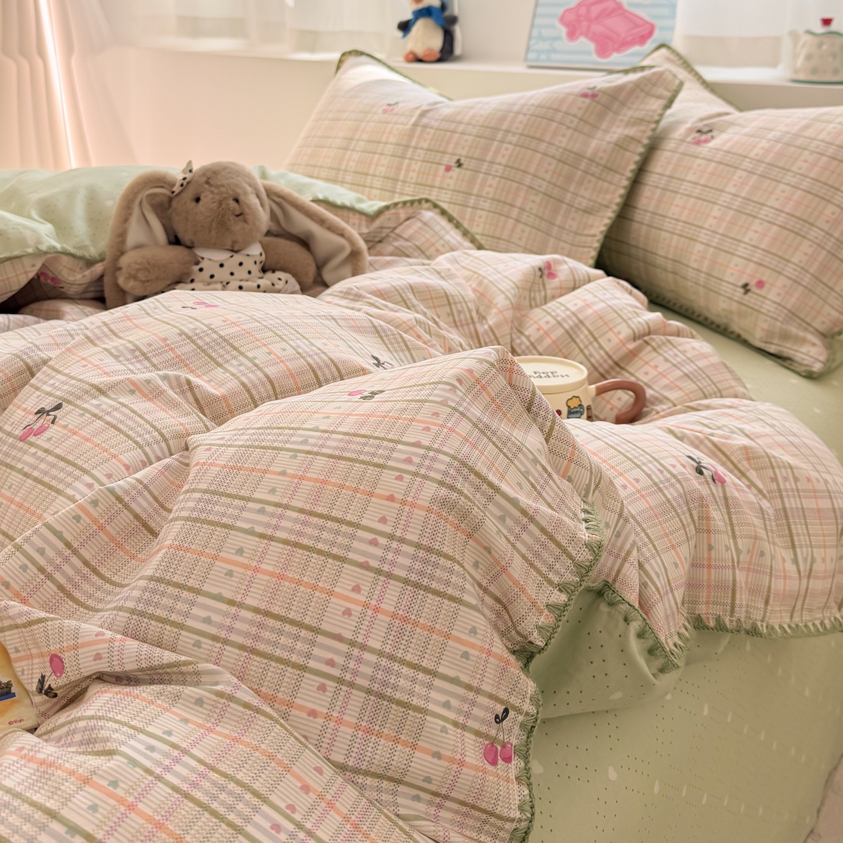 （总）简宜家居（朝初家纺） 2026新款贝壳边卡通可爱纯棉全棉四件套