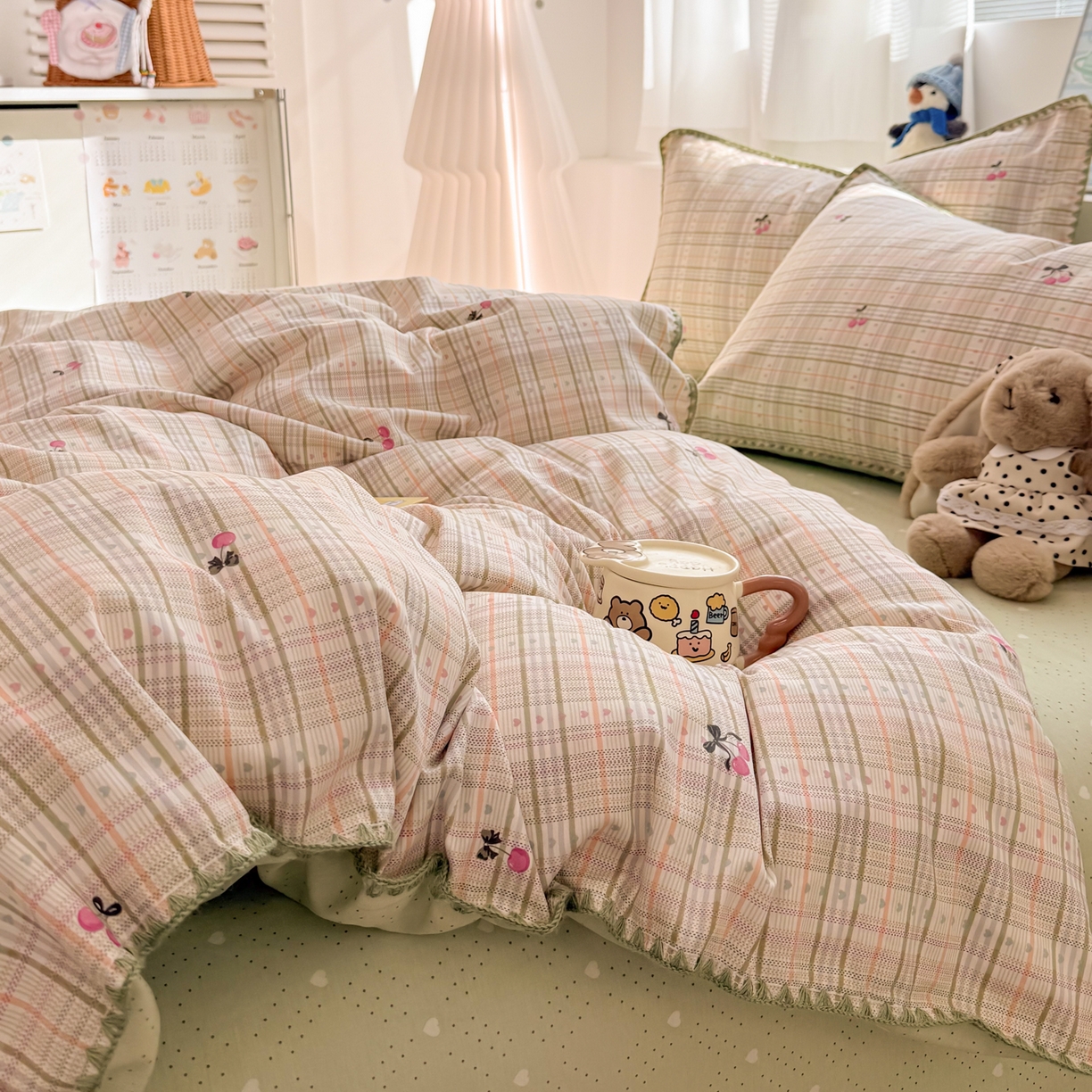 91家纺网 家纺一手货源 找家纺 （总）简宜家居（朝初家纺） 2026新款贝壳边卡通可爱纯棉全棉四件套