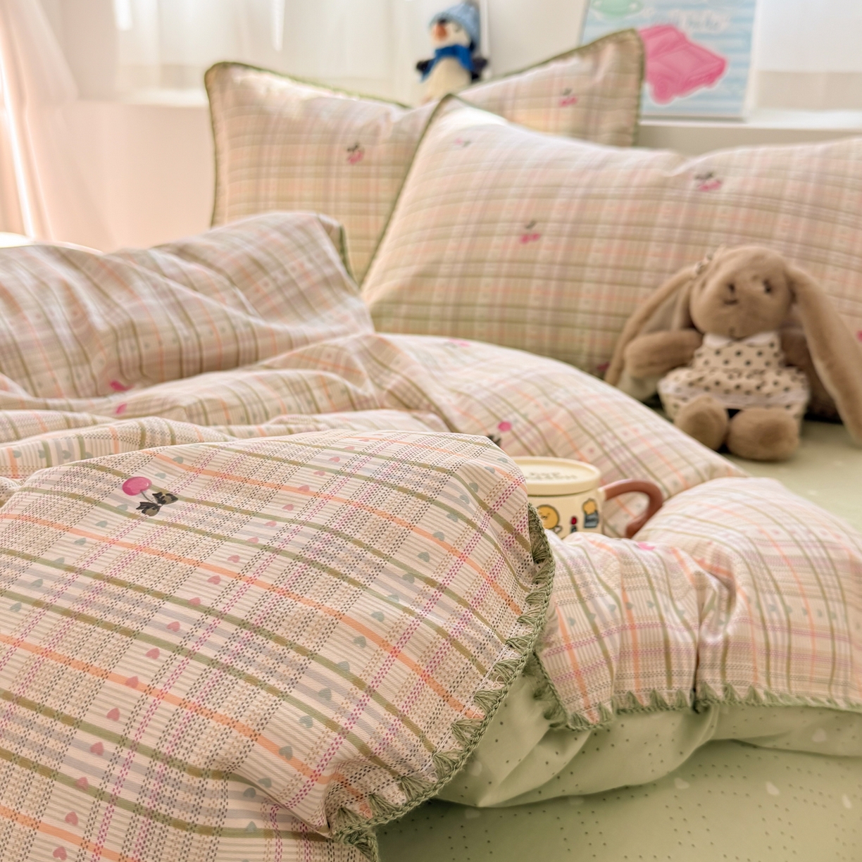 91家纺网 家纺一手货源 找家纺 （总）简宜家居（朝初家纺） 2026新款贝壳边卡通可爱纯棉全棉四件套