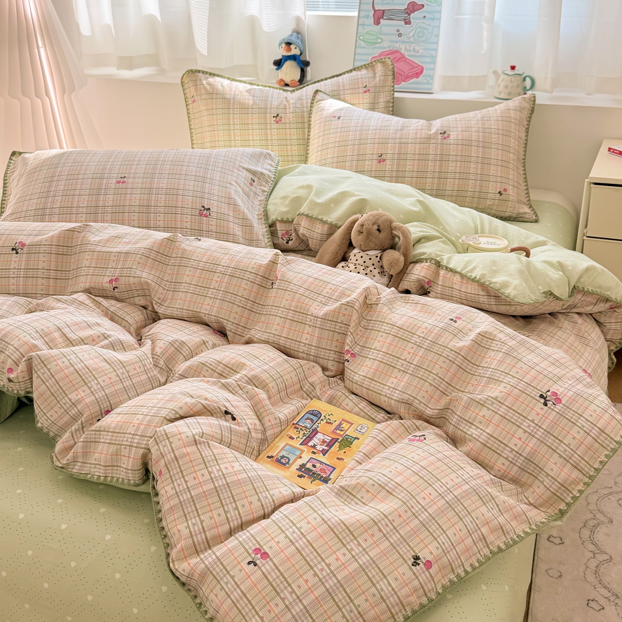 91家纺网 家纺一手货源 找家纺 （总）简宜家居（朝初家纺） 2026新款贝壳边卡通可爱纯棉全棉四件套