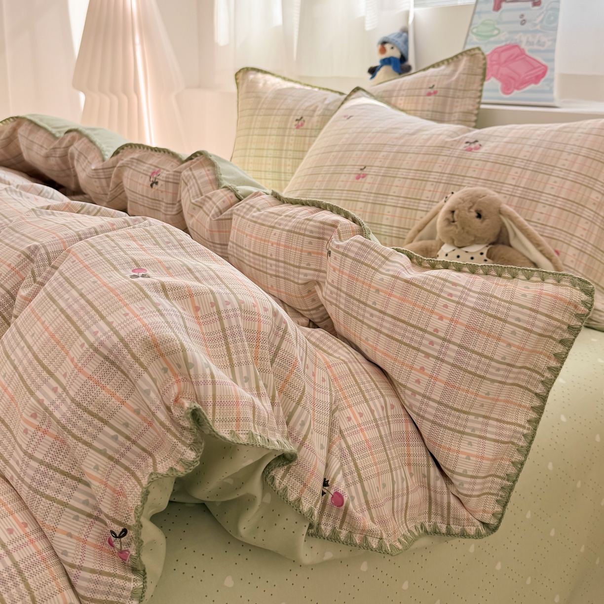 91家纺网 家纺一手货源 找家纺 （总）简宜家居（朝初家纺） 2026新款贝壳边卡通可爱纯棉全棉四件套