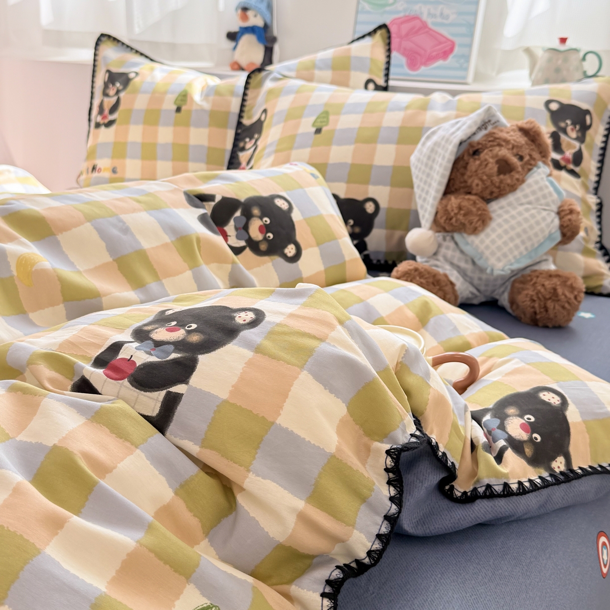 91家纺网 家纺一手货源 找家纺 （总）简宜家居（朝初家纺） 2026新款贝壳边卡通可爱纯棉全棉四件套