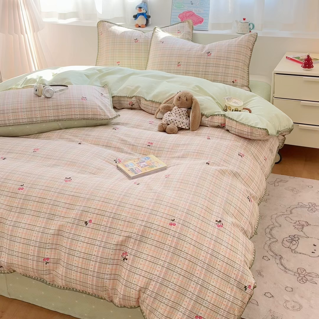 91家纺网 家纺一手货源 找家纺 （总）简宜家居（朝初家纺） 2026新款贝壳边卡通可爱纯棉全棉四件套