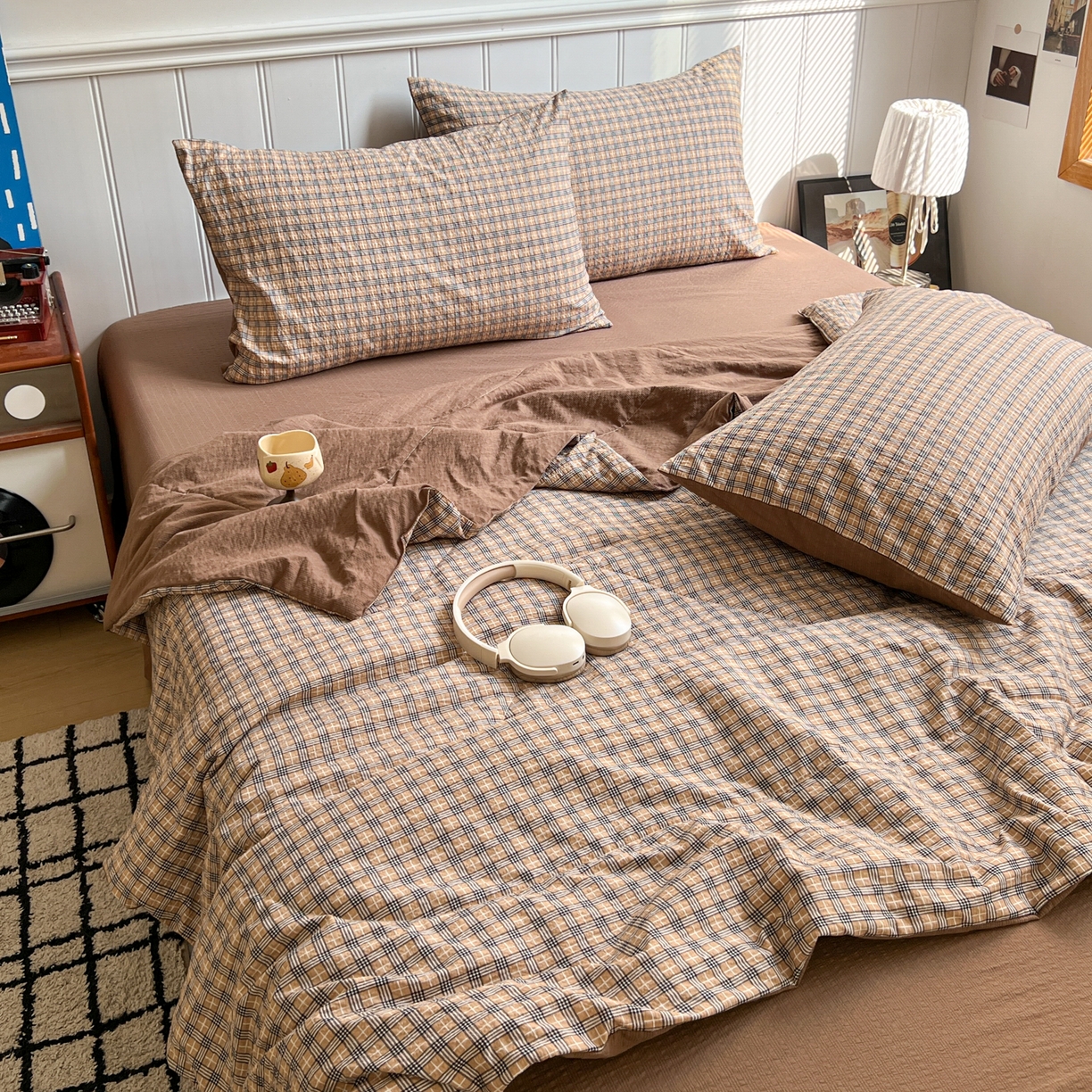 91家纺网 家纺一手货源 找家纺 （总）禾沐  2026新款泡芙纱夏被四件套简单款