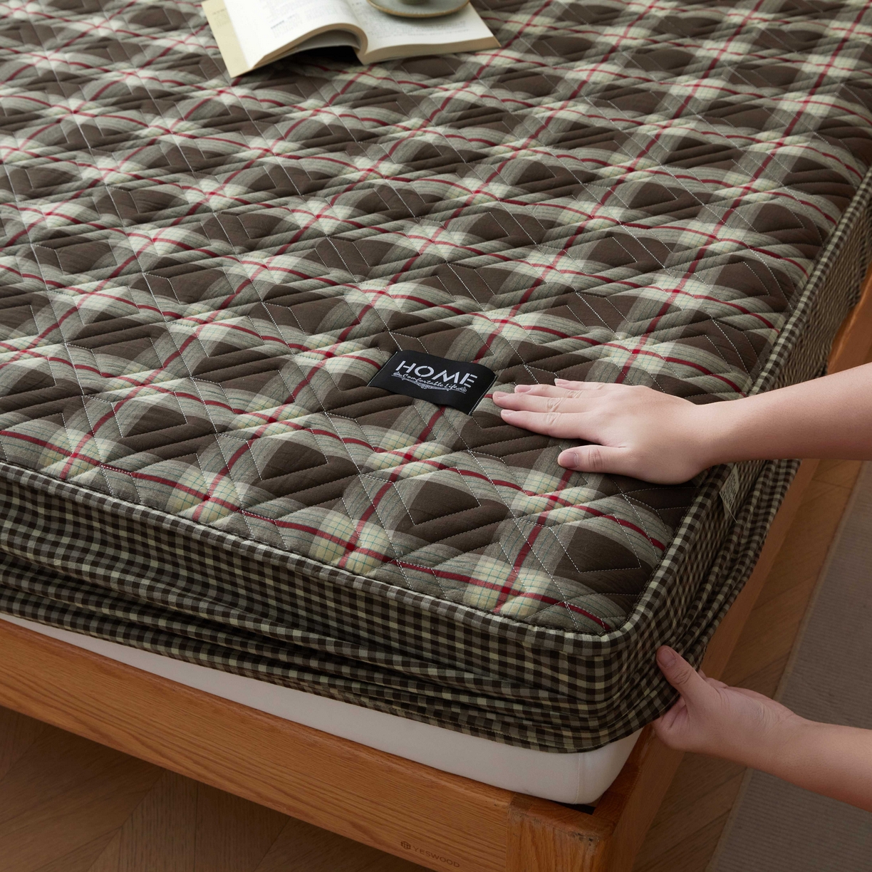 91家纺网 家纺一手货源 找家纺 缦彩 2026新款A类全棉纯棉水洗棉新疆棉花单床笠 床笠单件 知忆-咖