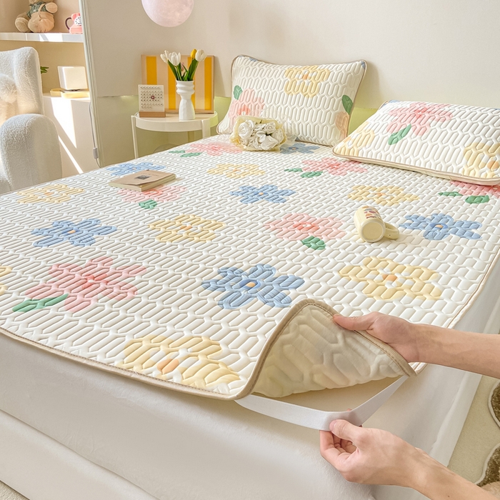 91家纺网 家纺一手货源 找家纺 （总）耐思家纺 2025新款A类0.5乳胶母婴级凉感丝印花乳胶凉席