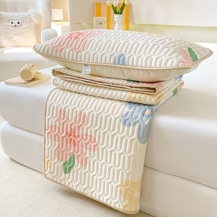 91家纺网 家纺一手货源 找家纺 （总）耐思家纺 2025新款A类0.5乳胶母婴级凉感丝印花乳胶凉席