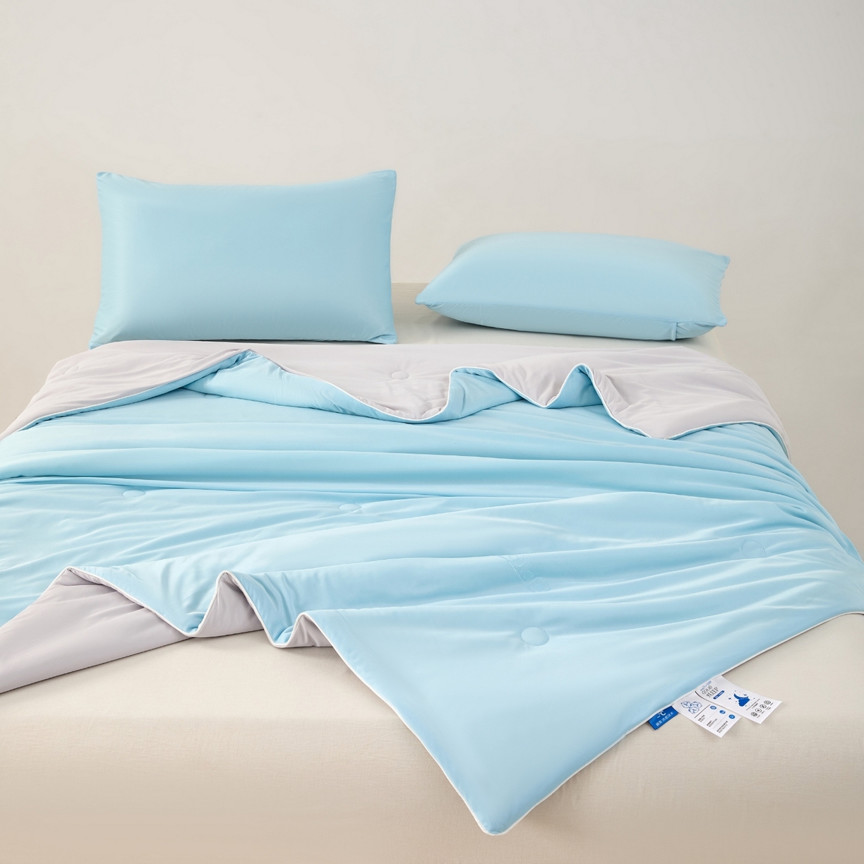 91家纺网 家纺一手货源 找家纺 （总）爱彼家纺 2026夏季新款凉感丝小冰块夏被纯色小冰被-小冰块夏被