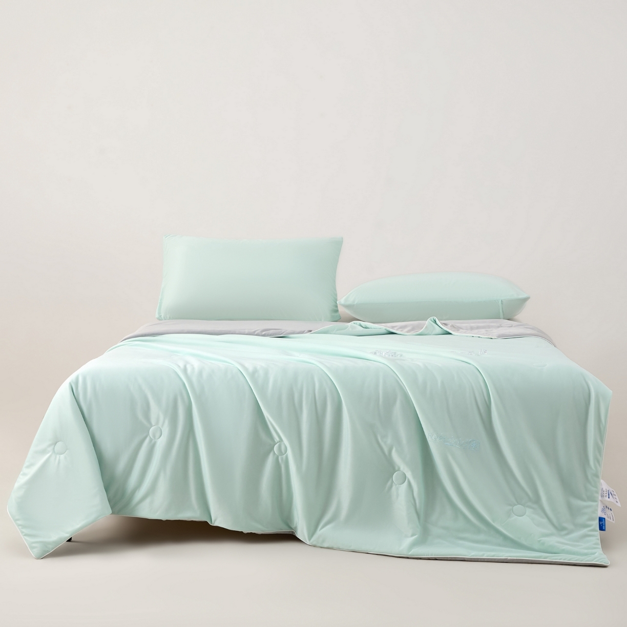 91家纺网 家纺一手货源 找家纺 爱彼家纺 2026夏季新款凉感丝小冰块夏被纯色小冰被-小冰块夏被 青草绿