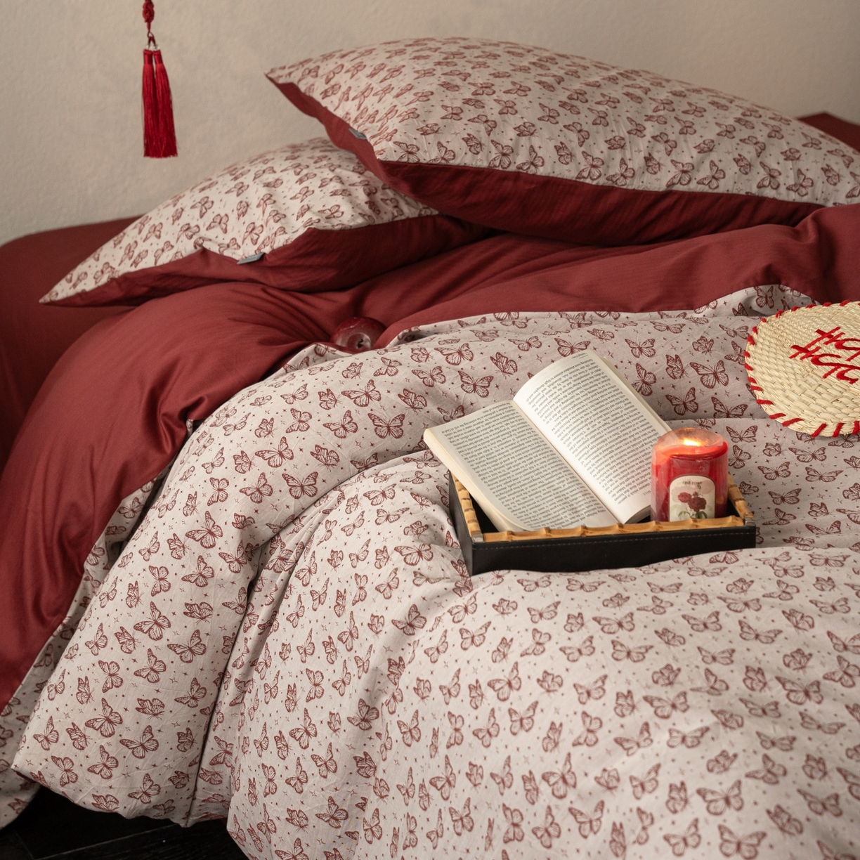 91家纺网 家纺一手货源 找家纺 （总）时光里 2026新款婚庆款60S色织水洗提花四件套