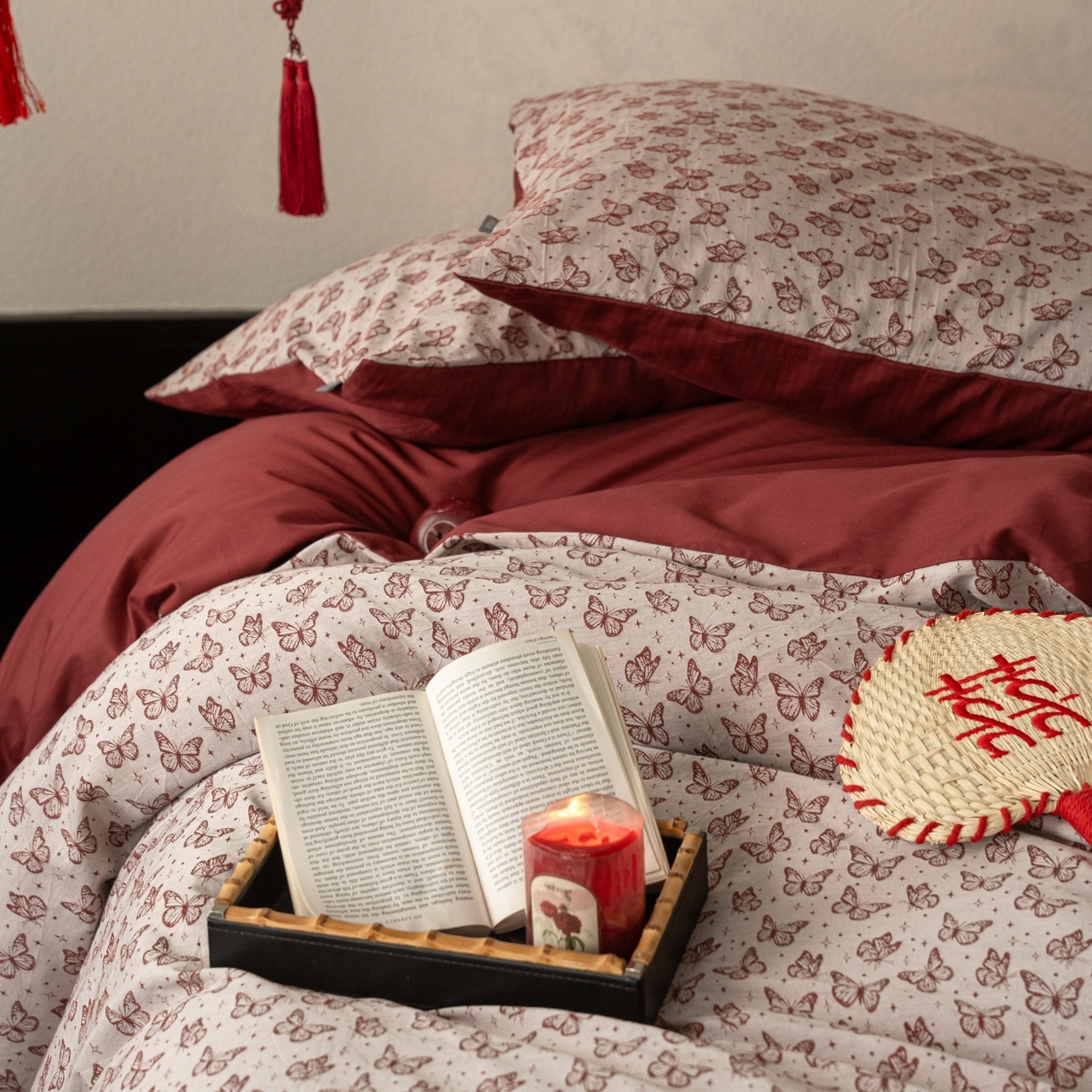 91家纺网 家纺一手货源 找家纺 （总）时光里 2026新款婚庆款60S色织水洗提花四件套