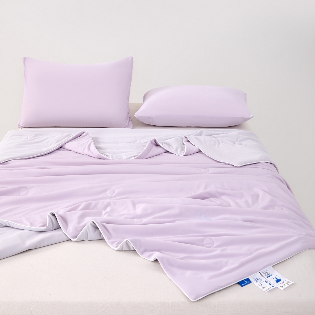 91家纺网 家纺一手货源 找家纺 爱彼家纺 2026夏季新款凉感丝小冰块夏被纯色小冰被-小冰块夏被 香芋紫