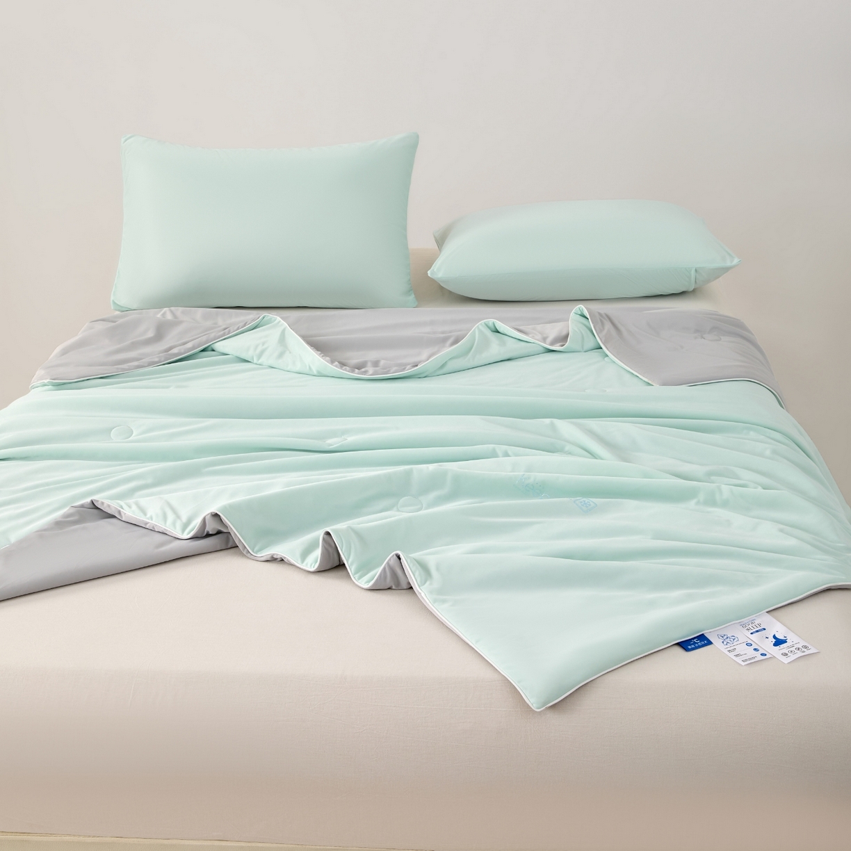 91家纺网 家纺一手货源 找家纺 悦织湾家纺 2026新款凉感丝夏被夏凉被透气凉感冰丝被子空调被夏秋 青草绿