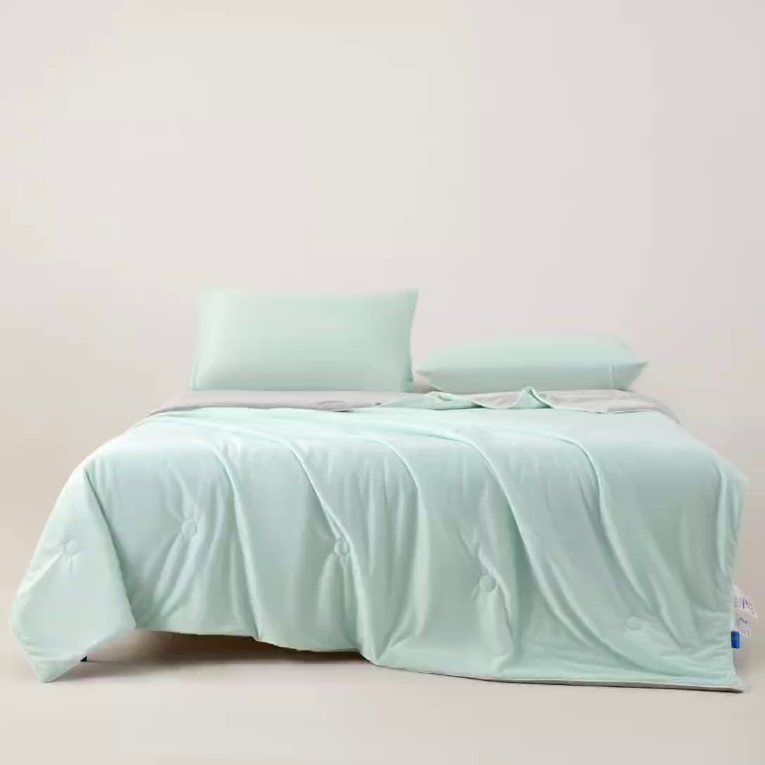 91家纺网 家纺一手货源 找家纺 悦织湾家纺 2026新款凉感丝夏被夏凉被透气凉感冰丝被子空调被夏秋 青草绿