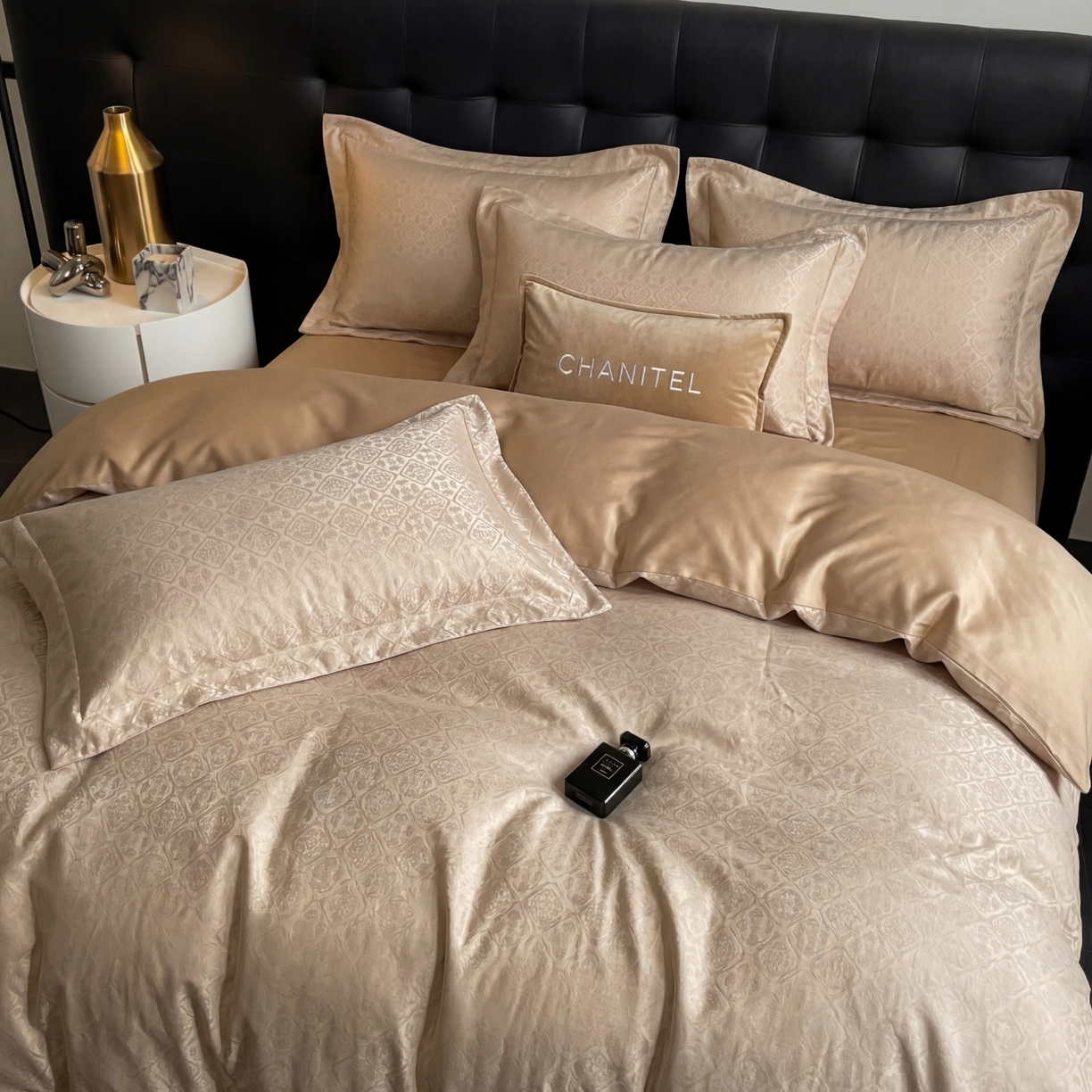 91家纺网 家纺一手货源 找家纺 悦织湾家纺 2026新款轻奢冰丝提花四件套凉感夏秋床上用品三四件套 金菱奢境