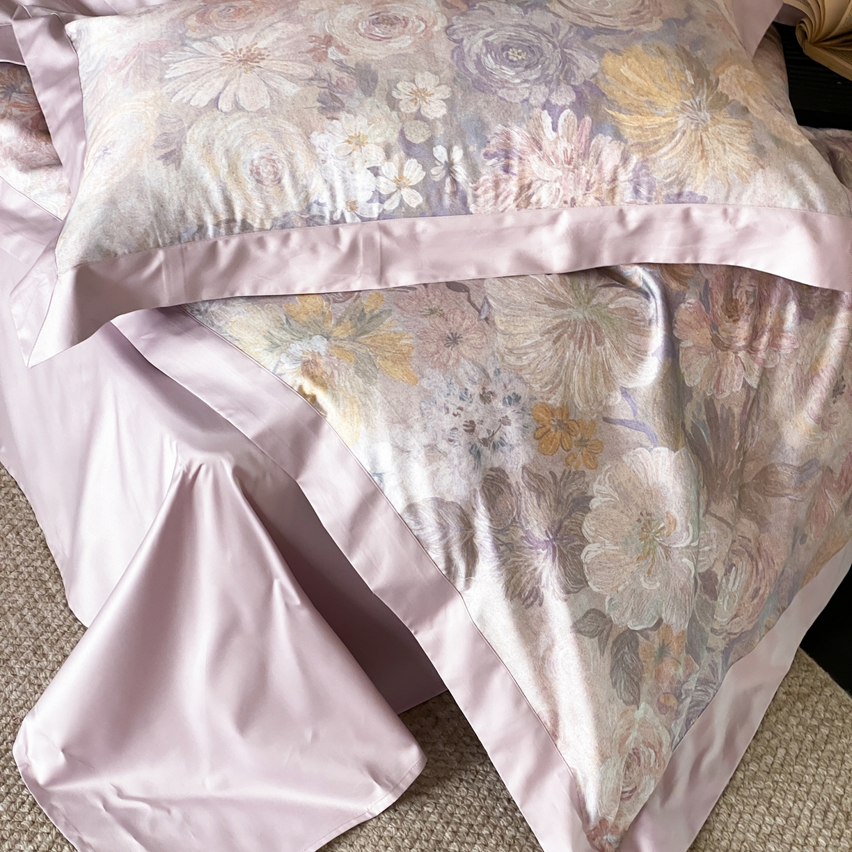 91家纺网 家纺一手货源 找家纺 赫帛 2026新款高端舒柔棉纯棉数码印花四件套-谧境系列 谧境-油画烟紫