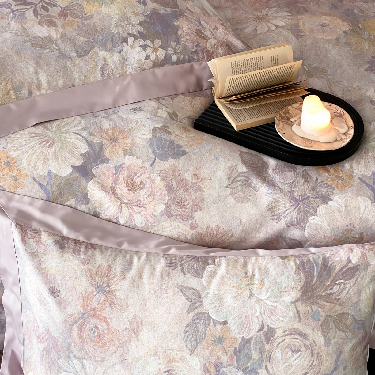 91家纺网 家纺一手货源 找家纺 赫帛 2026新款高端舒柔棉纯棉数码印花四件套-谧境系列 谧境-油画烟紫