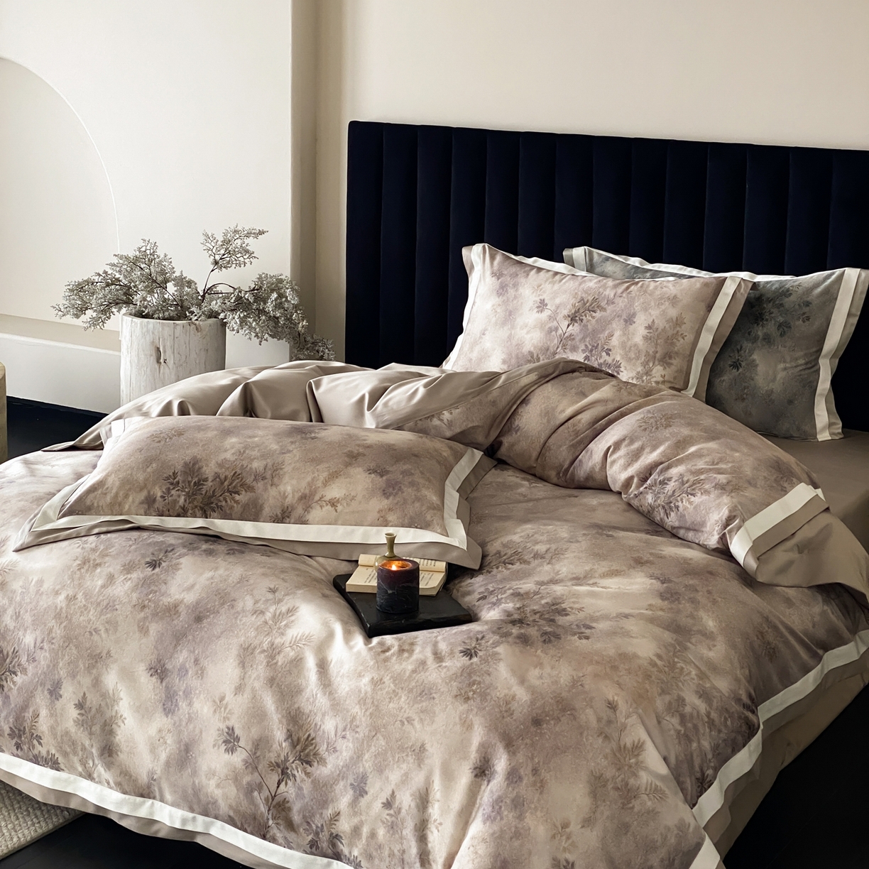 91家纺网 家纺一手货源 找家纺 （总）赫帛 2026新款高端舒柔棉纯棉数码印花四件套-江南墨韵系列