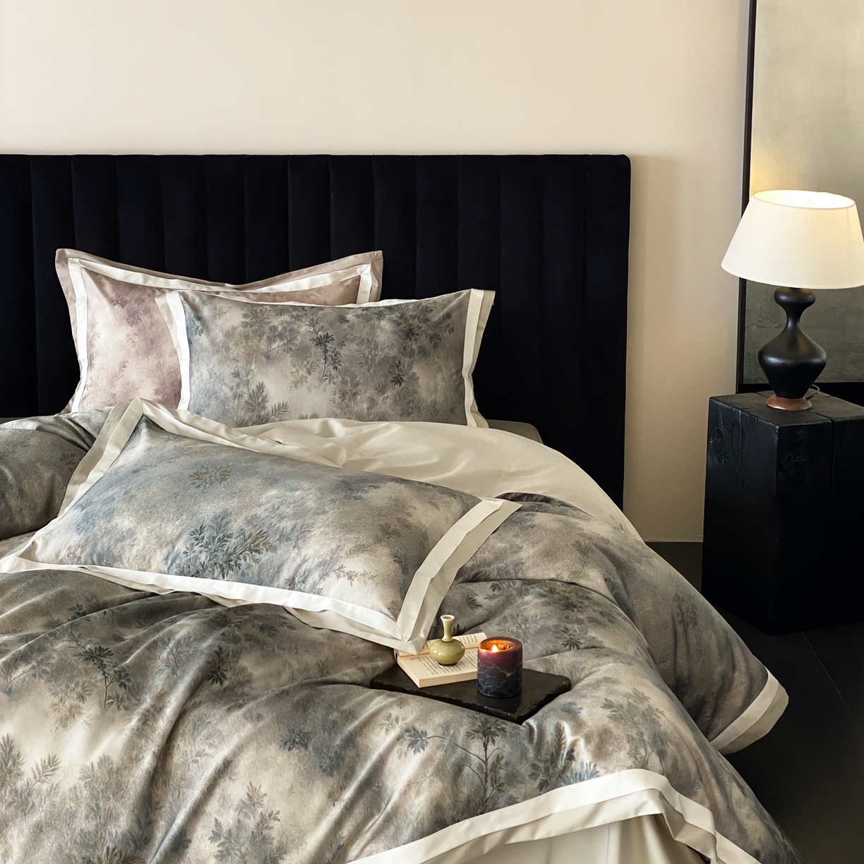 91家纺网 家纺一手货源 找家纺 赫帛 2026新款高端舒柔棉纯棉数码印花四件套-江南墨韵系列 江南墨韵-绿色