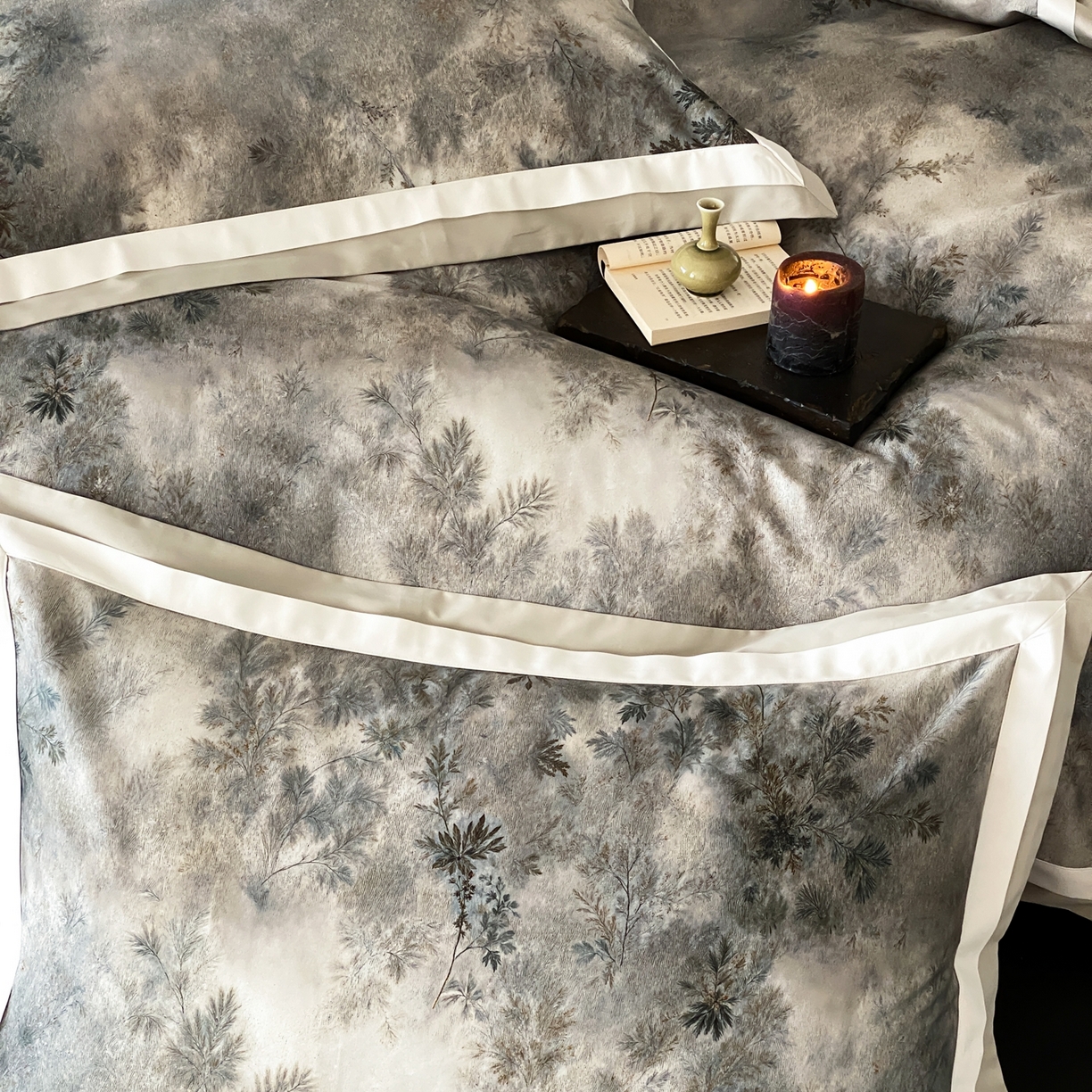 91家纺网 家纺一手货源 找家纺 赫帛 2026新款高端舒柔棉纯棉数码印花四件套-江南墨韵系列 江南墨韵-绿色