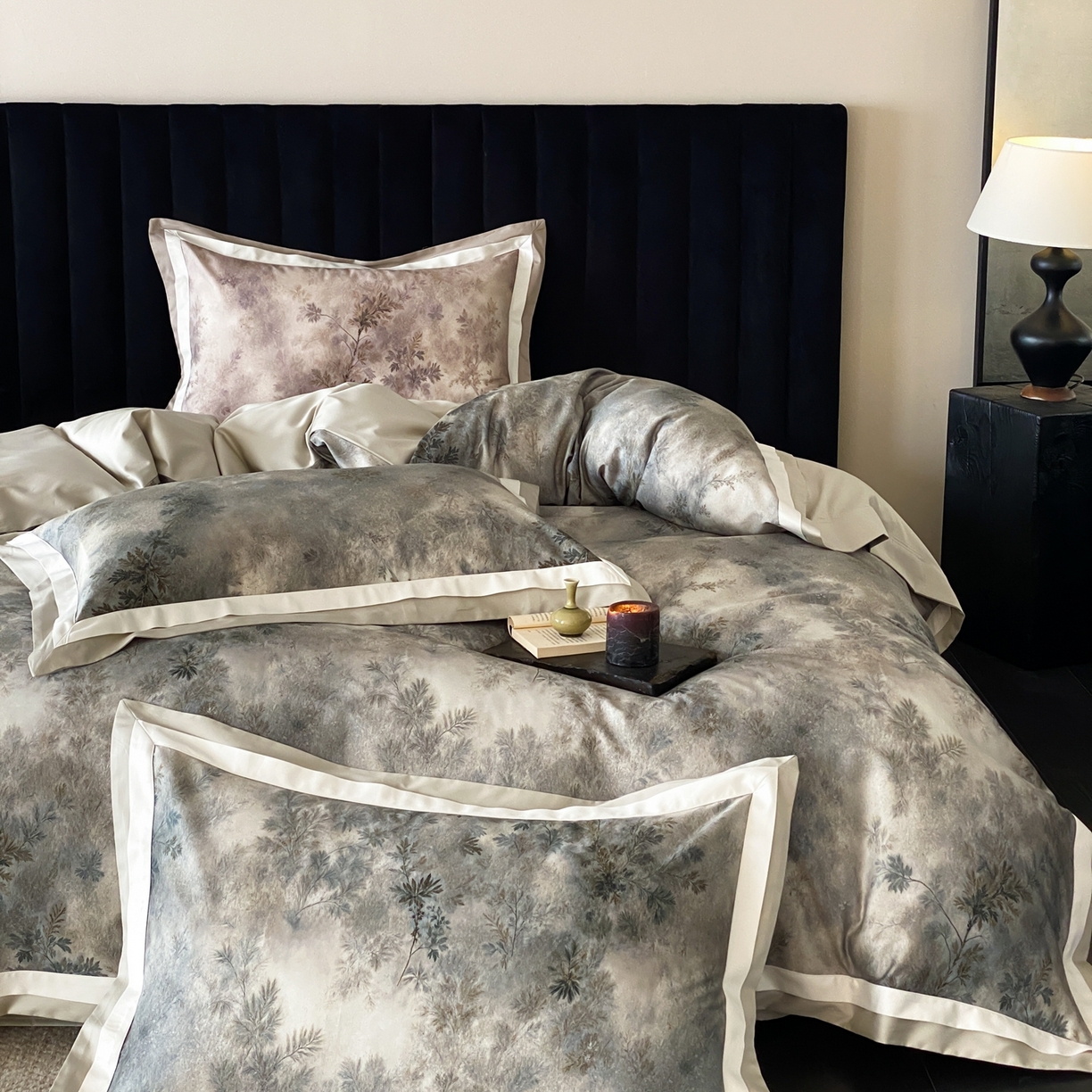 91家纺网 家纺一手货源 找家纺 赫帛 2026新款高端舒柔棉纯棉数码印花四件套-江南墨韵系列 江南墨韵-绿色