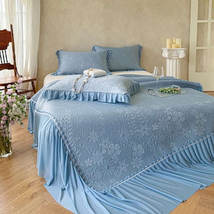 91家纺网 家纺一手货源 找家纺 （总）赫本家纺  2026新款PE高分子单泡提花凉感复合凉席三件套