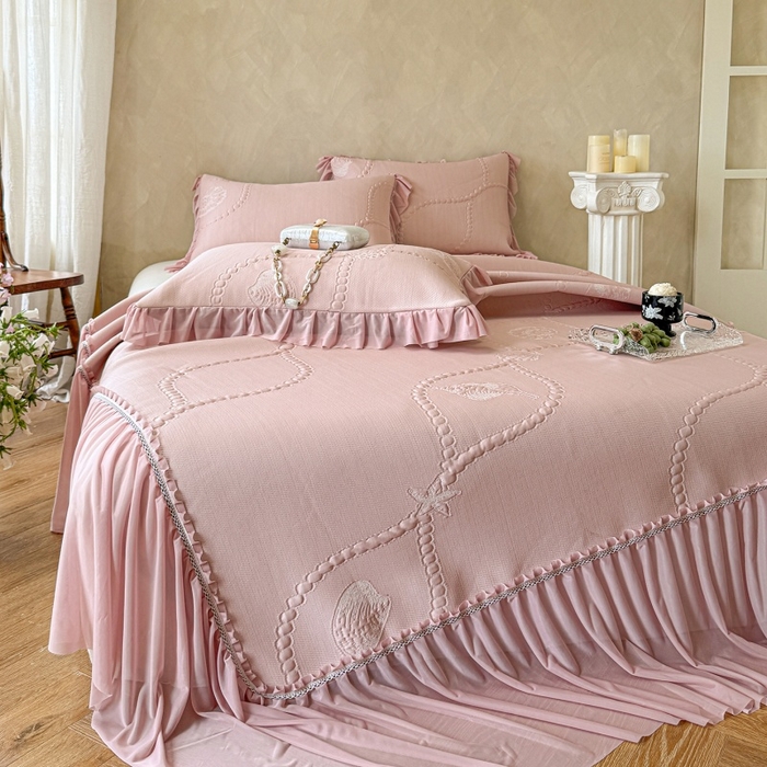 91家纺网 家纺一手货源 找家纺 （总）赫本家纺  2026新款PE高分子单泡提花凉感复合凉席三件套