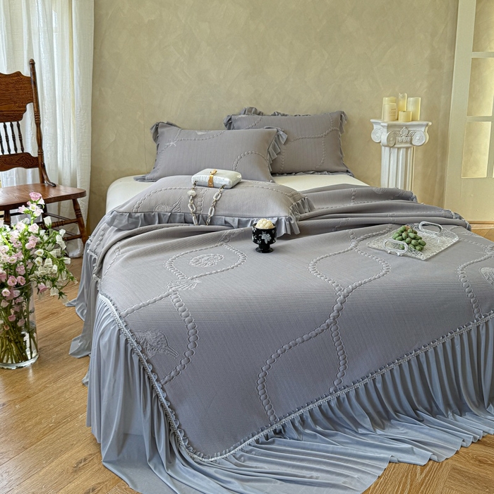 91家纺网 家纺一手货源 找家纺 （总）赫本家纺  2026新款PE高分子单泡提花凉感复合凉席三件套