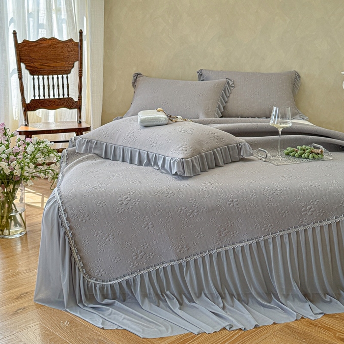 91家纺网 家纺一手货源 找家纺 （总）赫本家纺  2026新款PE高分子单泡提花凉感复合凉席三件套