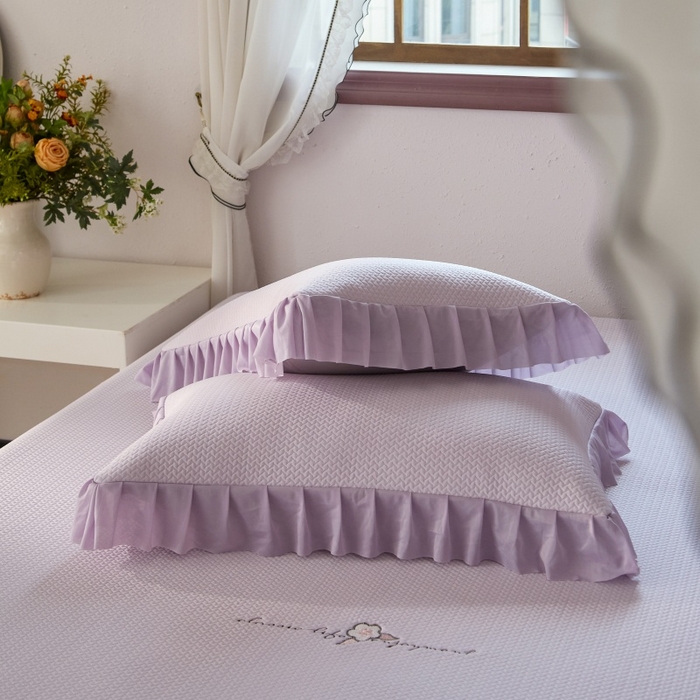 91家纺网 家纺一手货源 找家纺 金绣美居 2026春夏新款绣花款床裙凉席席子空调软席三件套-清裳 清裳-紫色