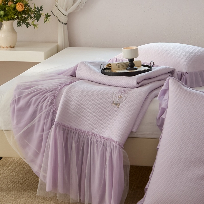 91家纺网 家纺一手货源 找家纺 金绣美居 2026春夏新款绣花款床裙凉席席子空调软席三件套-清裳 清裳-紫色