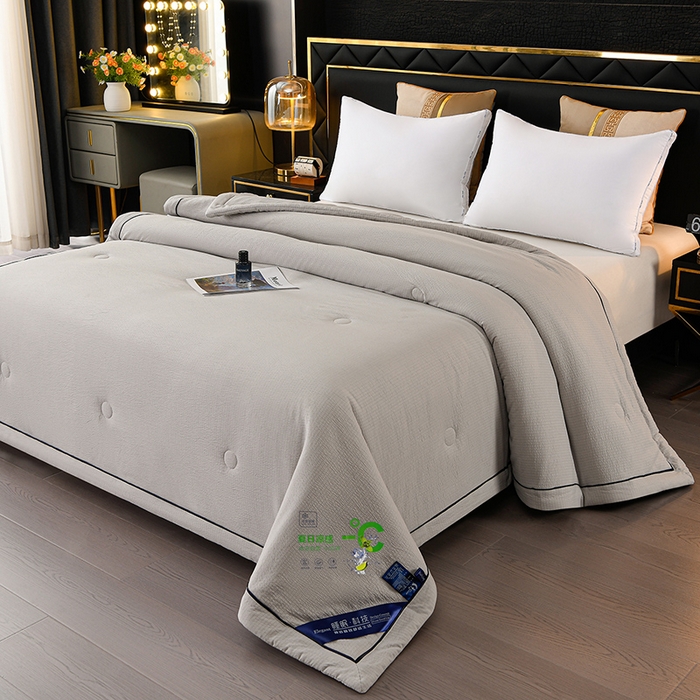 91家纺网 家纺一手货源 找家纺 赫本家纺 2026新款泡泡纱纯色烫钻夏凉被空调被夏被 高级灰
