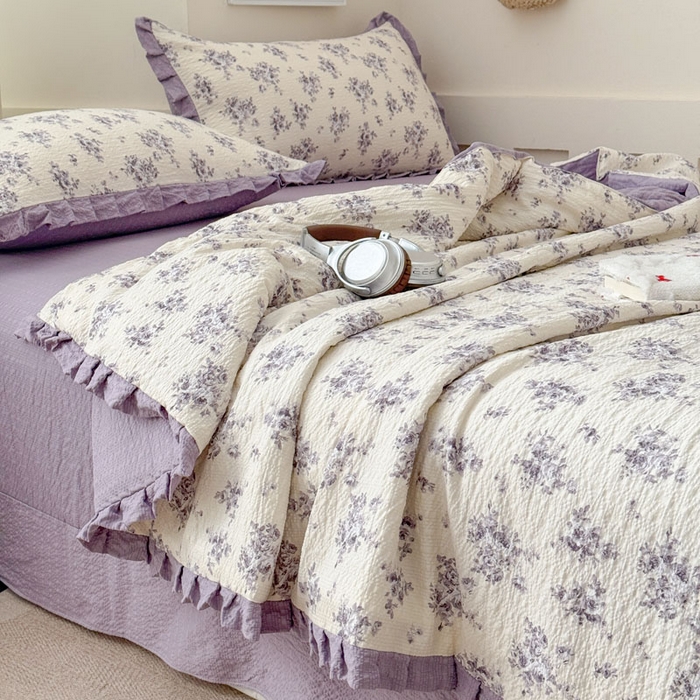 91家纺网 家纺一手货源 找家纺 （总）迪梦姿家纺 2026新款泡芙纱花边款夏被四件套-款式二