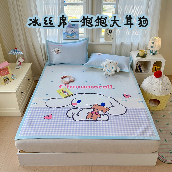 91家纺网 家纺一手货源 找家纺 （总）桃子家居 2026新款A类三丽鸥授权数码印花中分子1200D凉感冰丝宽边凉感软席凉席席子