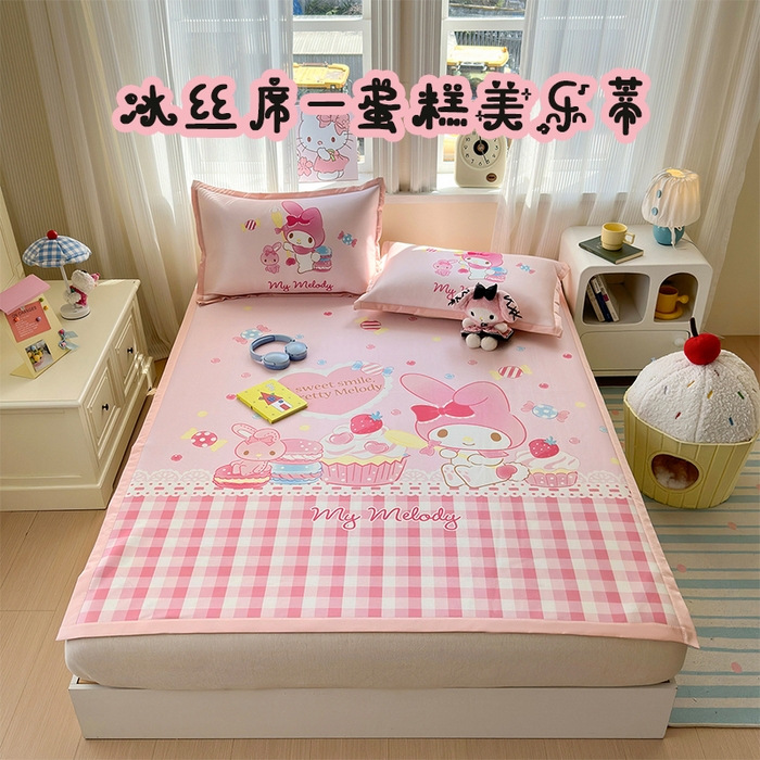 91家纺网 家纺一手货源 找家纺 （总）桃子家居 2026新款A类三丽鸥授权数码印花中分子1200D凉感冰丝宽边凉感软席凉席席子