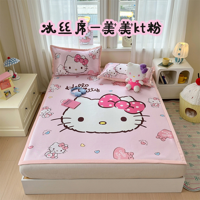 91家纺网 家纺一手货源 找家纺 （总）桃子家居 2026新款A类三丽鸥授权数码印花中分子1200D凉感冰丝宽边凉感软席凉席席子