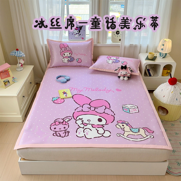 91家纺网 家纺一手货源 找家纺 （总）桃子家居 2026新款A类三丽鸥授权数码印花中分子1200D凉感冰丝宽边凉感软席凉席席子