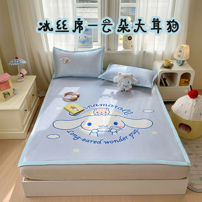 91家纺网 家纺一手货源 找家纺 （总）桃子家居 2026新款A类三丽鸥授权数码印花中分子1200D凉感冰丝宽边凉感软席凉席席子