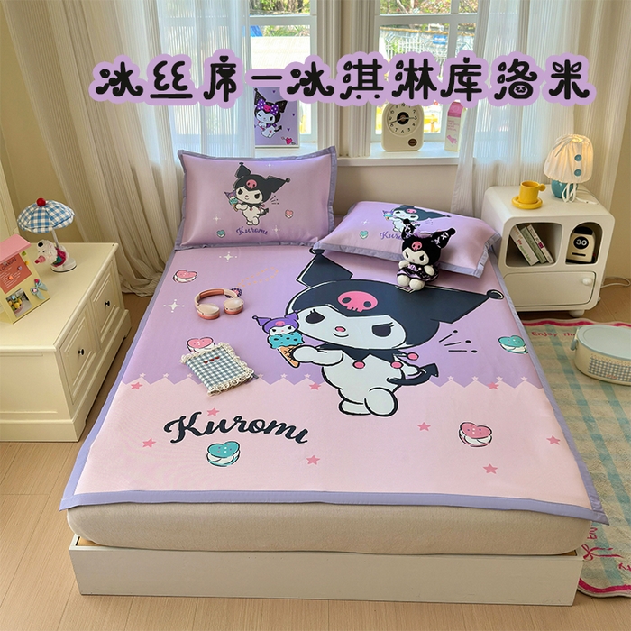 桃子家居 2026新款A类三丽鸥授权数码印花中分子1200D凉感冰丝宽边凉感软席凉席席子 冰丝席-冰淇淋库洛米