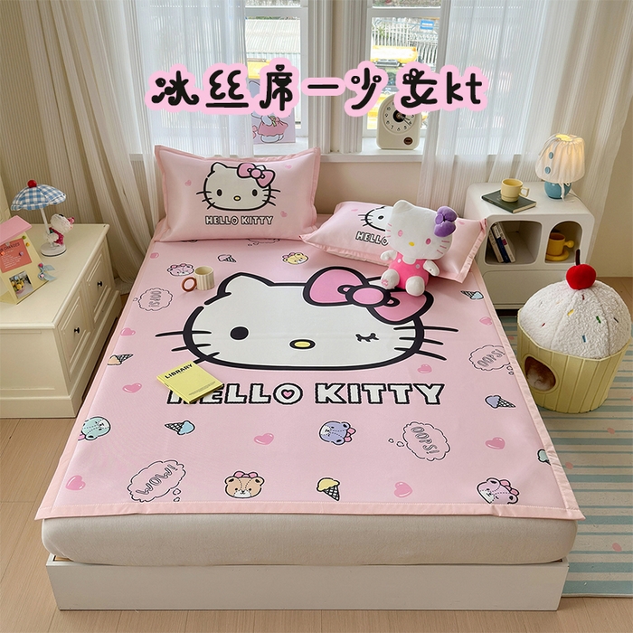 桃子家居 2026新款A类三丽鸥授权数码印花中分子1200D凉感冰丝宽边凉感软席凉席席子 冰丝席-少女kt