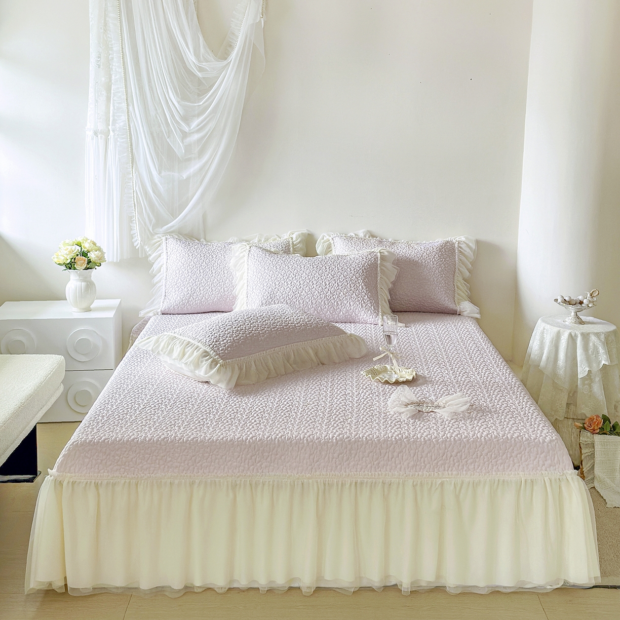 91家纺网 家纺一手货源 找家纺 （总）乐朵家居 2026新款 蜜糖（复合）凉豆豆凉席三件套