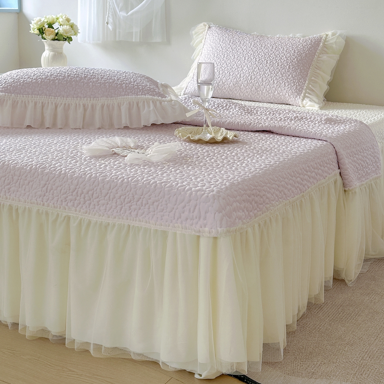 91家纺网 家纺一手货源 找家纺 （总）乐朵家居 2026新款 蜜糖（复合）凉豆豆凉席三件套