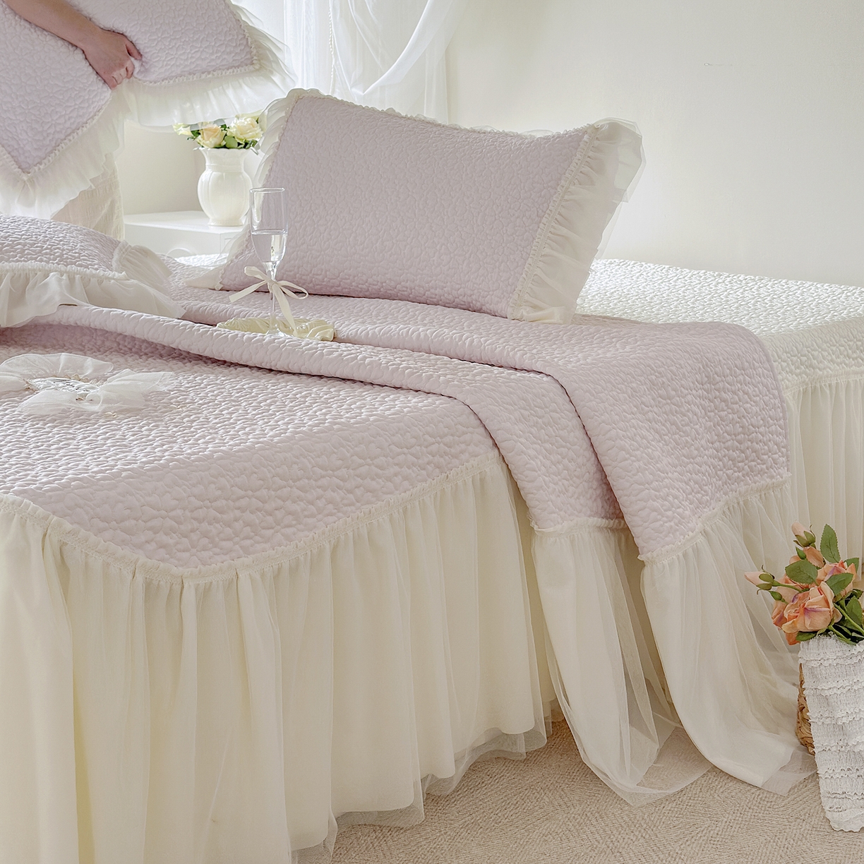 91家纺网 家纺一手货源 找家纺 （总）乐朵家居 2026新款 蜜糖（复合）凉豆豆凉席三件套