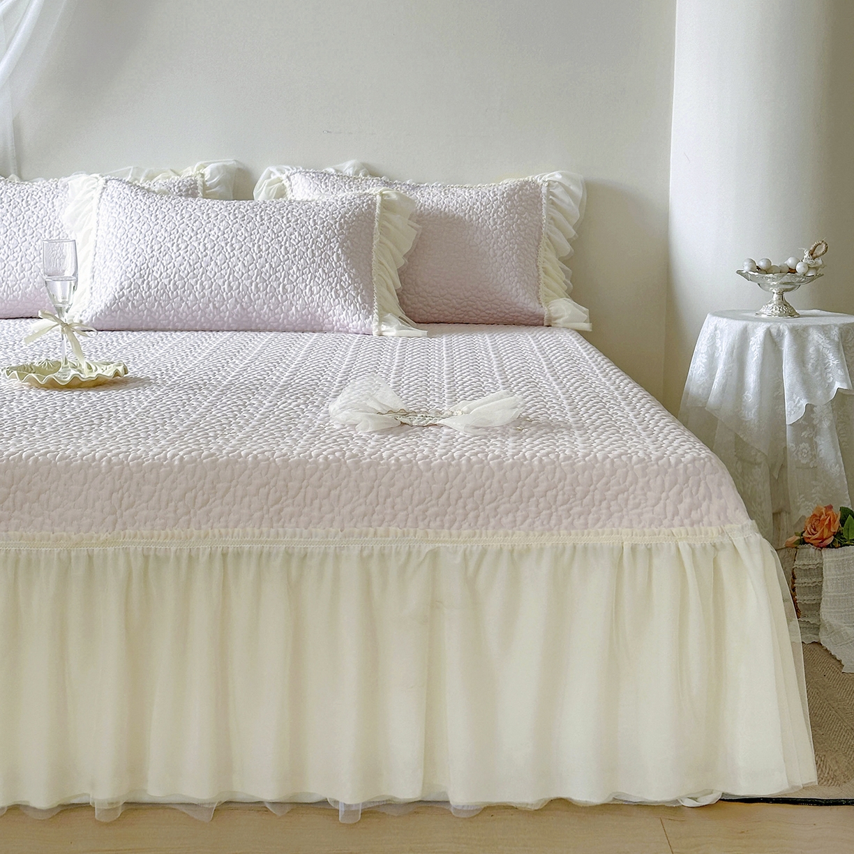 91家纺网 家纺一手货源 找家纺 （总）乐朵家居 2026新款 蜜糖（复合）凉豆豆凉席三件套